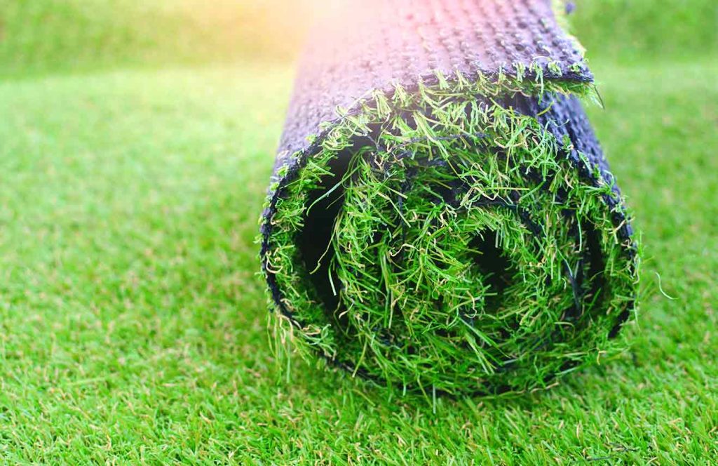 Rolled up artificial turf